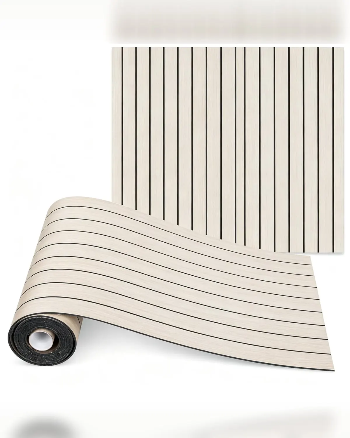 Peel-and-stick fluted wood slat panel on a bedroom accent wall