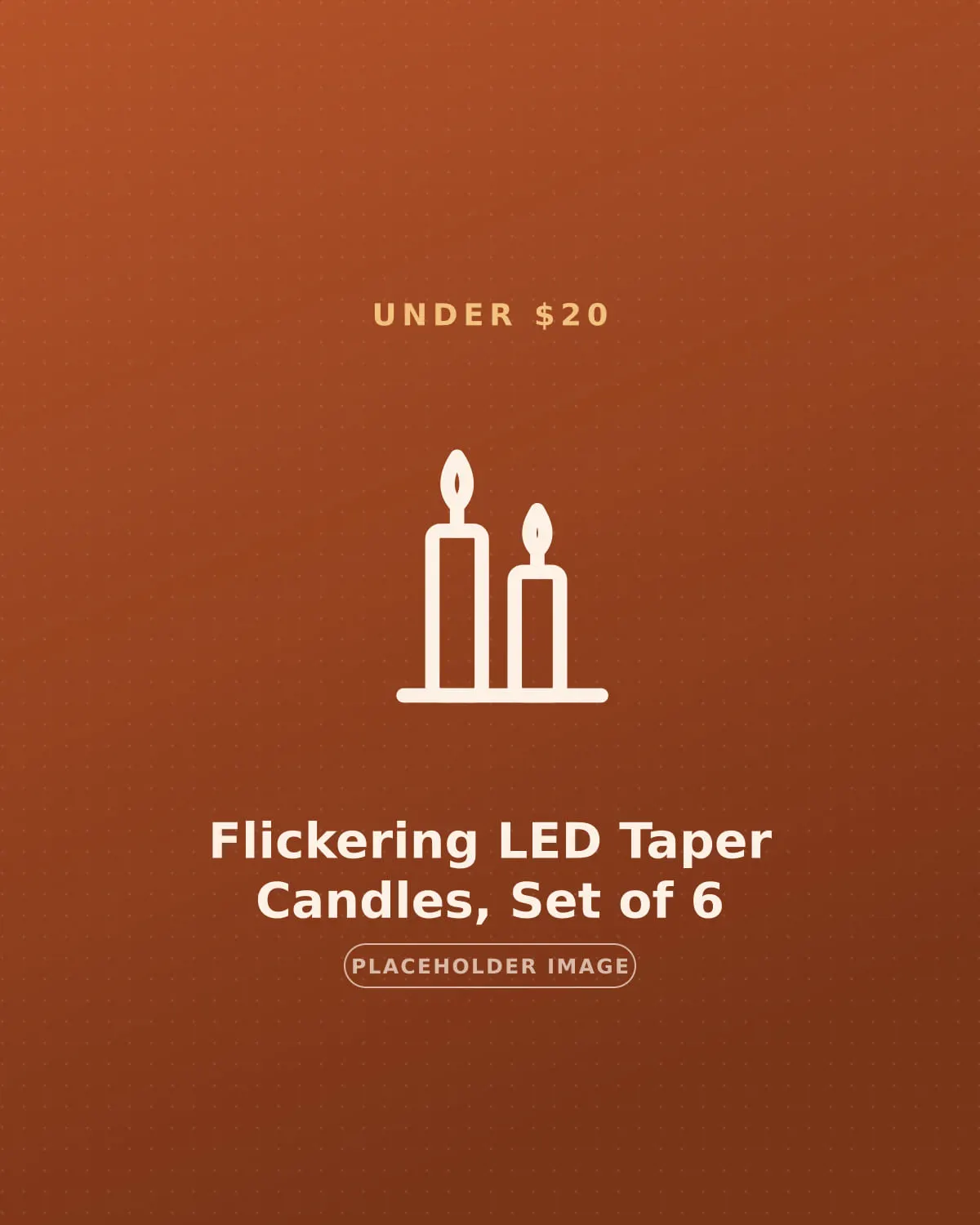 Set of six flameless flickering LED taper candles for small apartment Halloween decorating