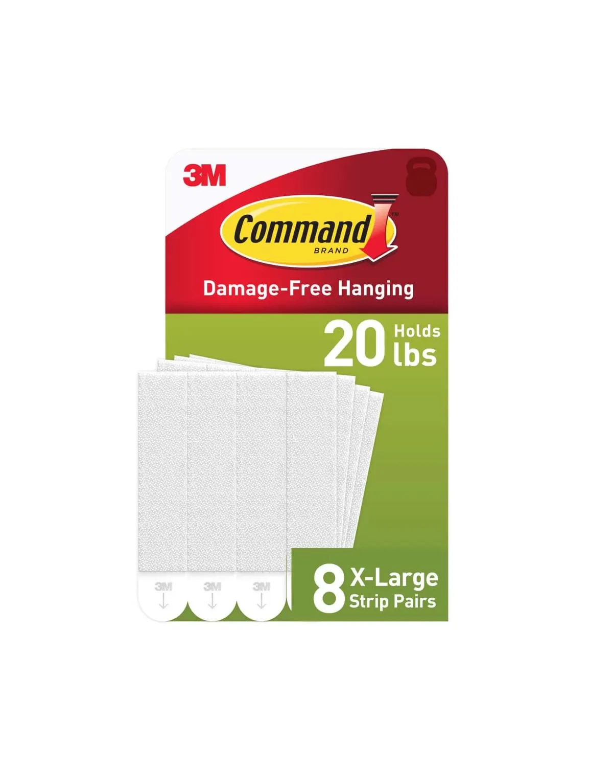 Command picture hanging strips holding a framed print on a wall