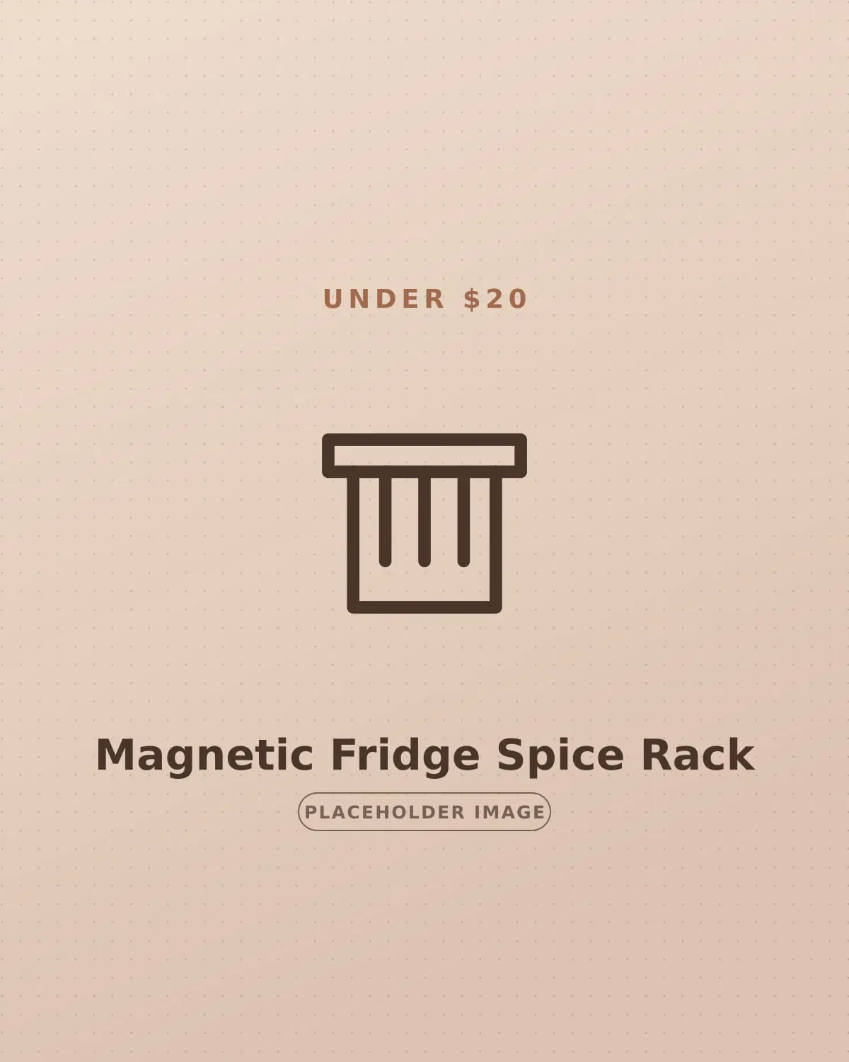 Magnetic spice rack mounted on the side of a fridge in a small rental kitchen