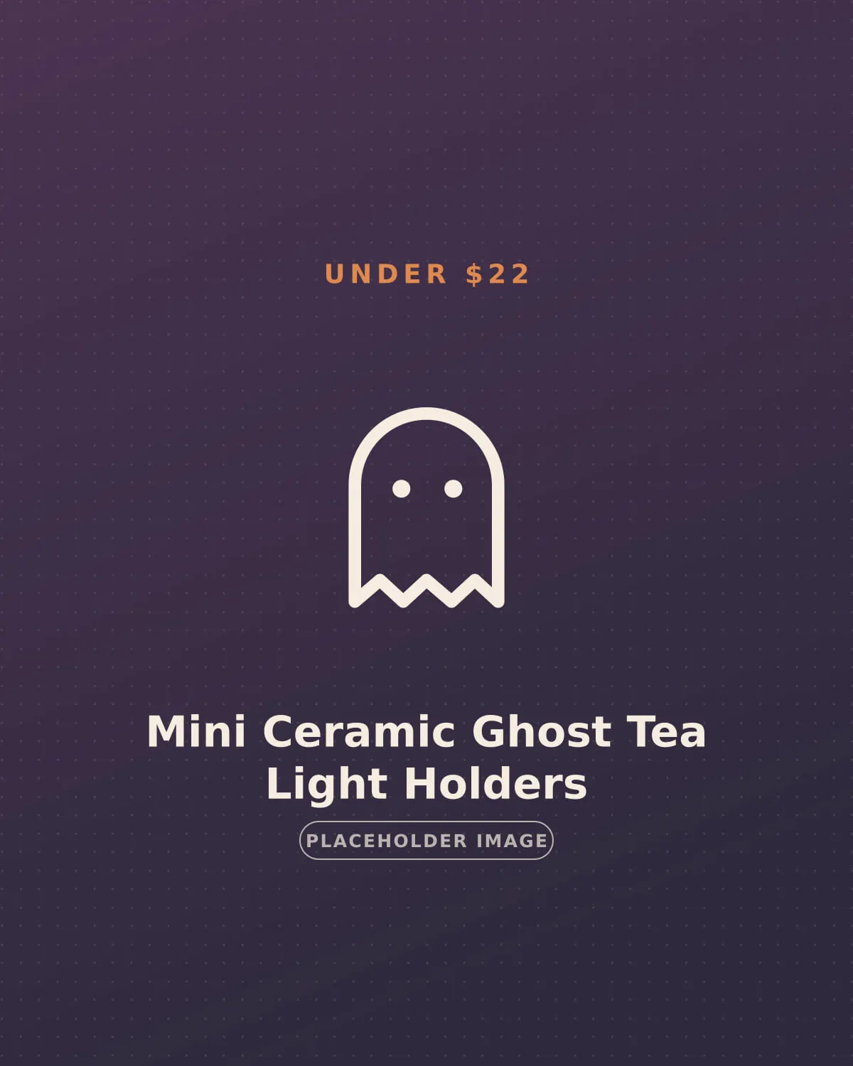 Handmade mini ceramic ghost tea light holders glowing on a small apartment bookshelf