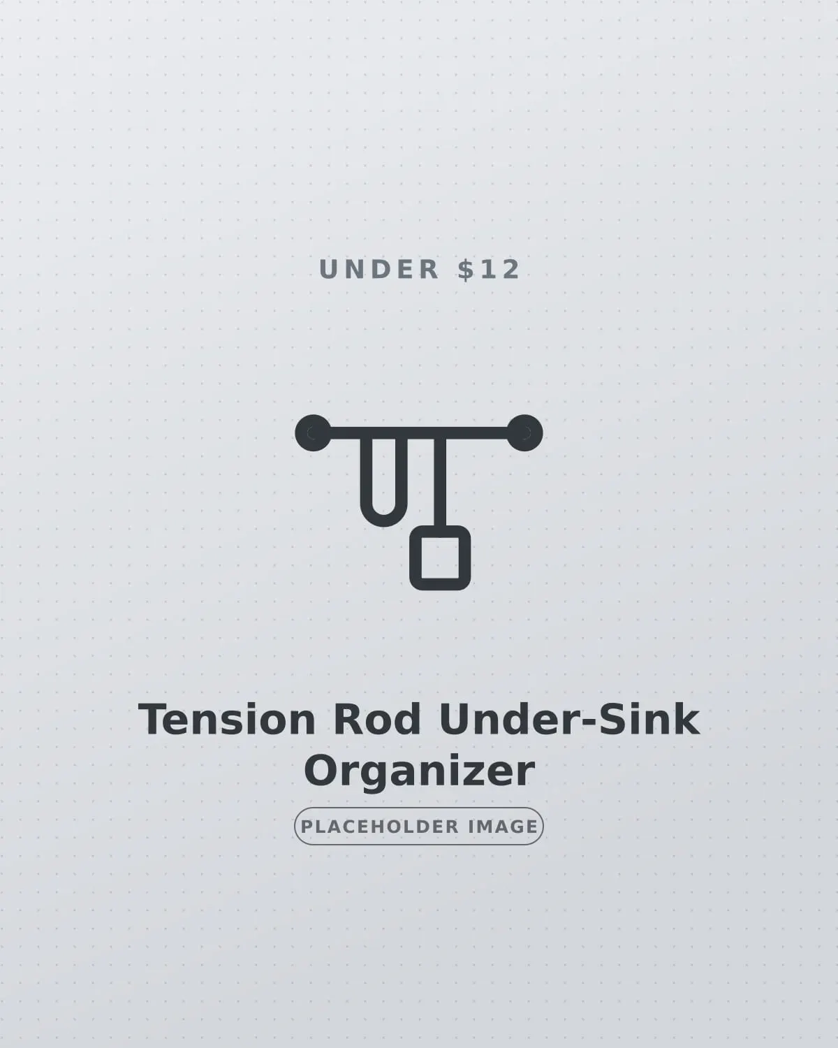 Tension rod under a rental sink hanging spray bottles to free up cabinet floor space