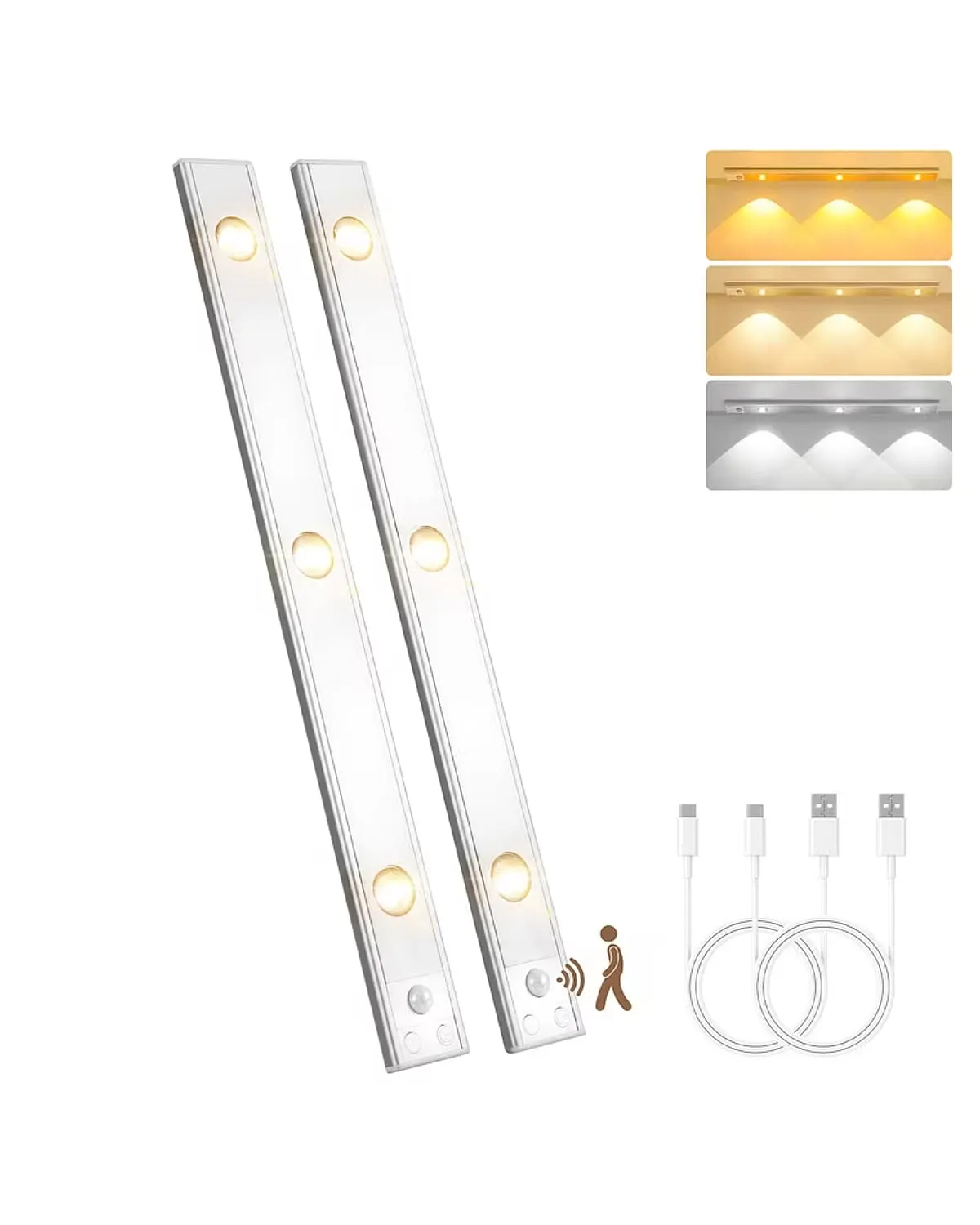 Motion-sensor LED light bar glowing inside a closet