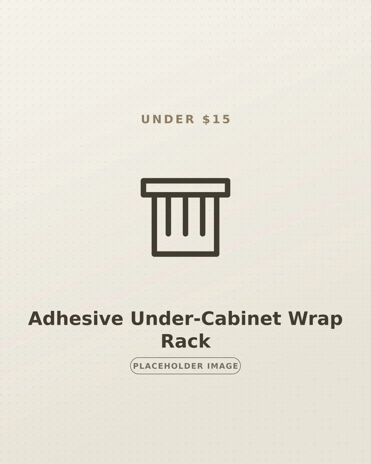 Adhesive under-cabinet rack holding foil and plastic wrap in a small rental kitchen