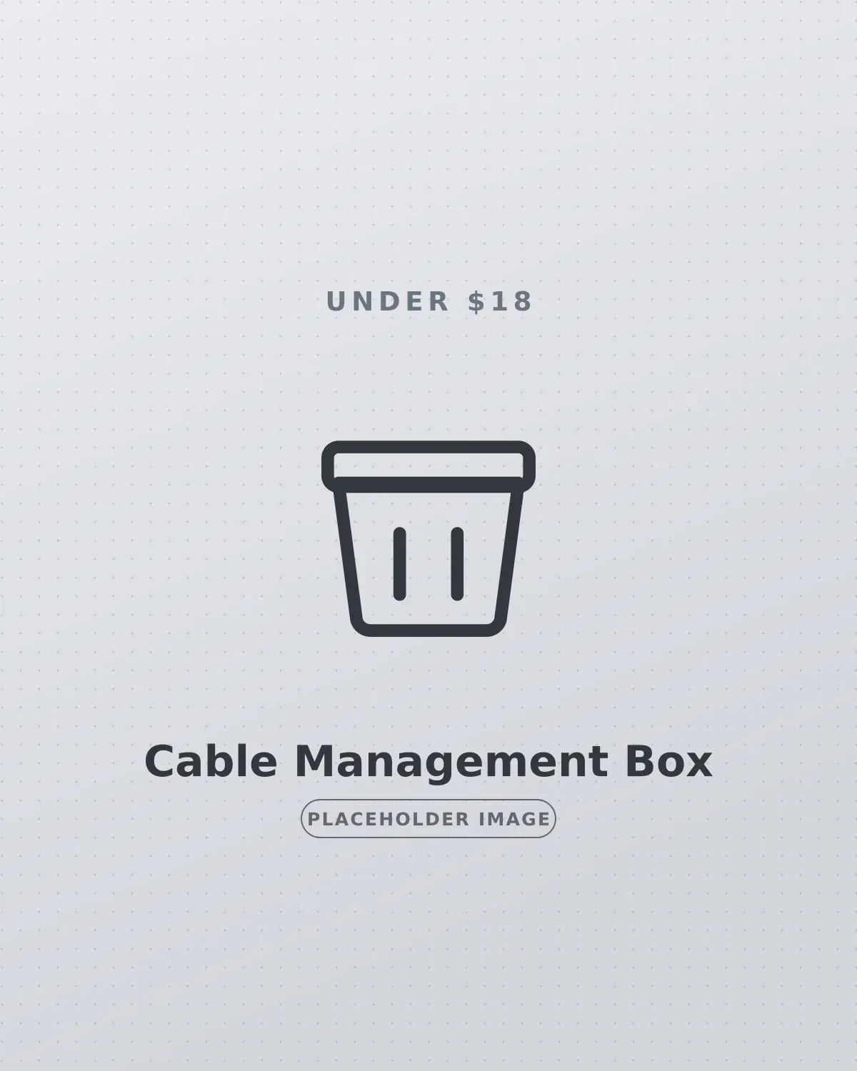 Cable management box hiding a power strip and excess cords in a studio apartment