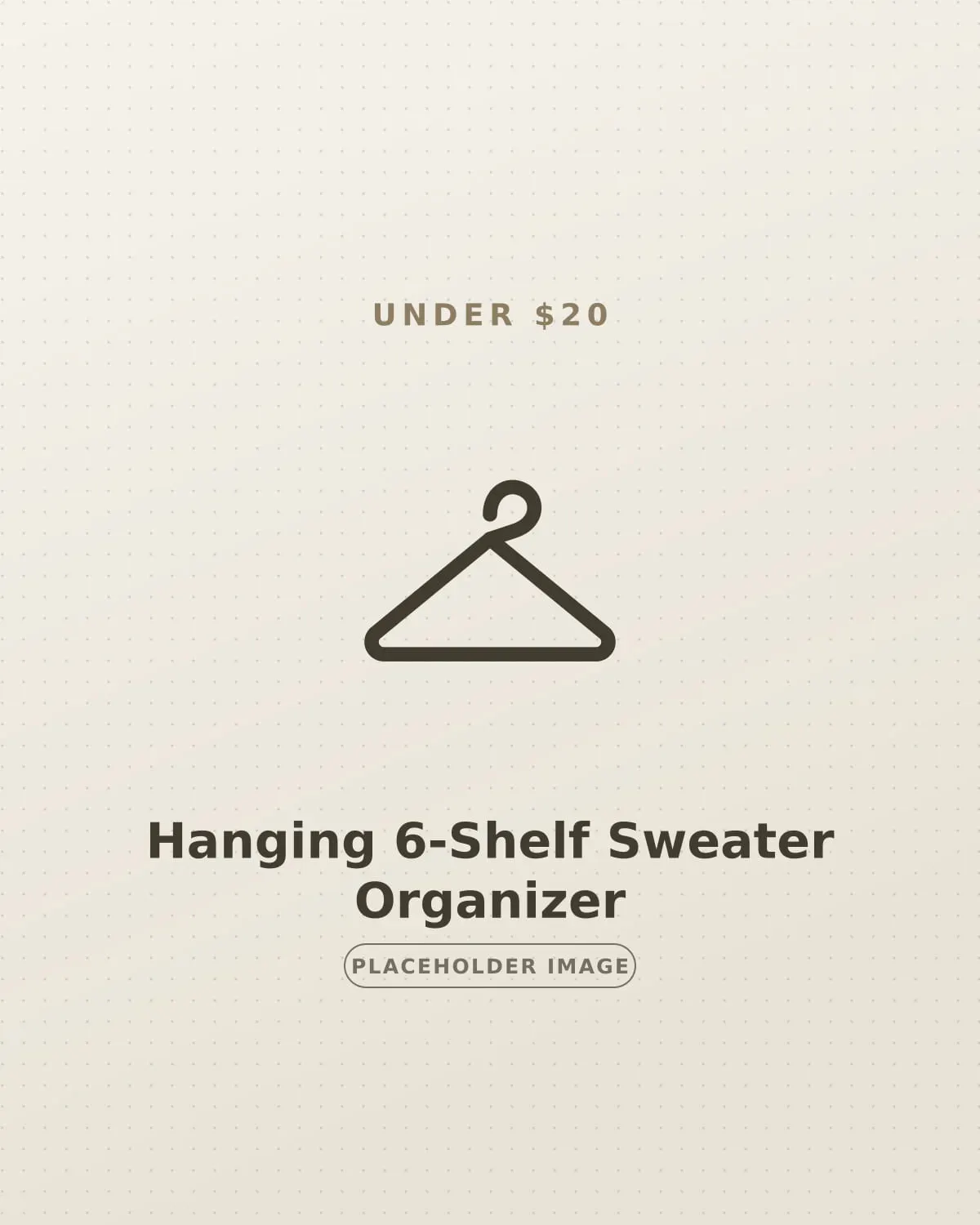 Hanging six-shelf closet organizer holding folded knits in a small rental closet