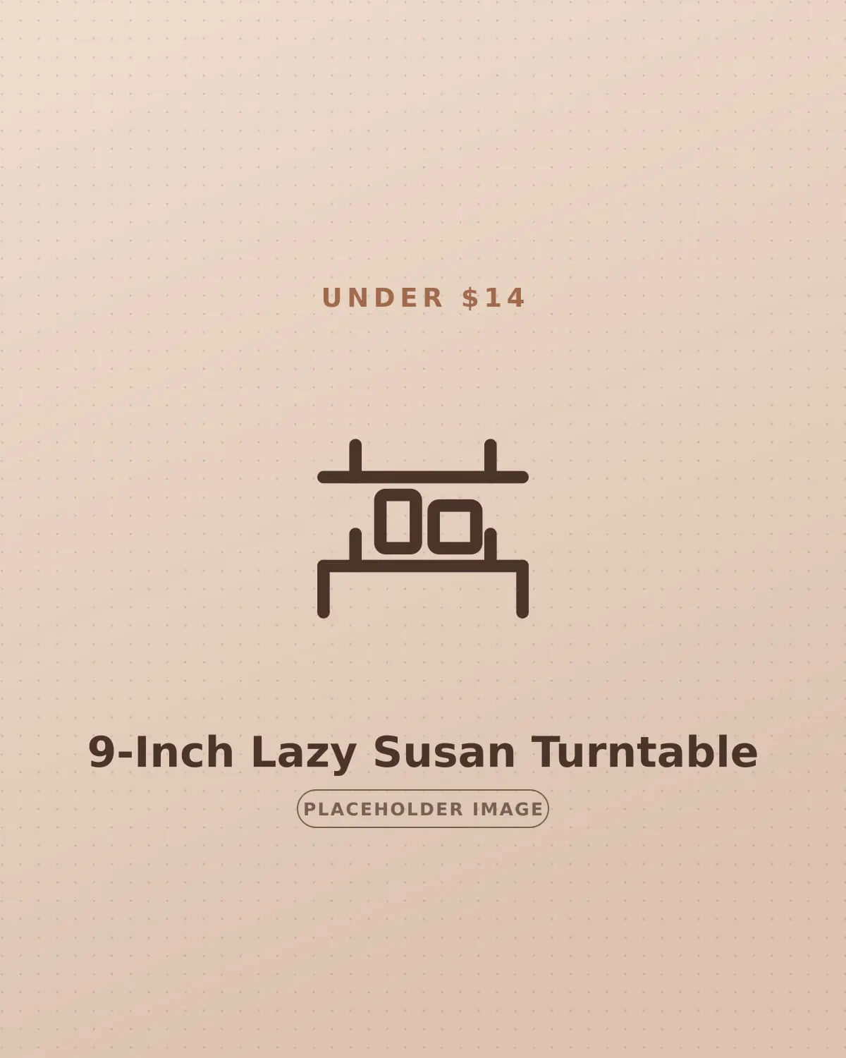 Nine inch lazy susan turntable bringing back-row items forward in a deep rental cabinet