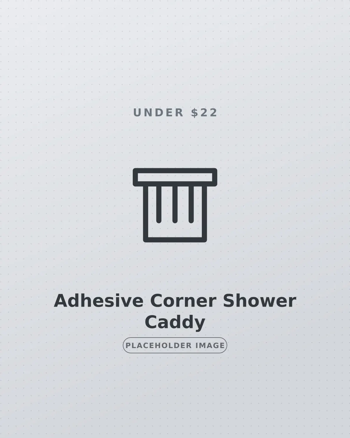 Adhesive corner shower caddy mounted on tile in a small rental bathroom